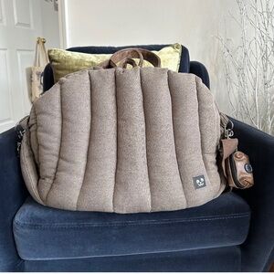 Brown Quilted Travel Bag with Cozy Texture